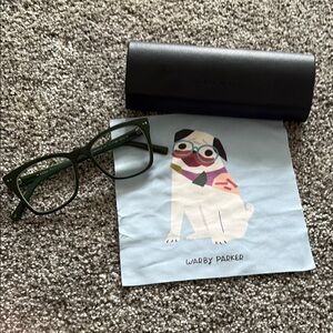 Warby Parker Green Glasses w/case - Prescription Lenses